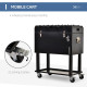 68QT Patio Cooler Ice Chest with Foosball Table Top, Portable Poolside Party Bar Cold Drink Rolling Cart on Wheels with Tray Shelf Black