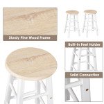 Kitchen Trolley 3 Piece Kitchen Cart Set Drop Leaf Breakfast Table and 2 Stools w/ Rolling Wheels & Towel Bars, Wood & White