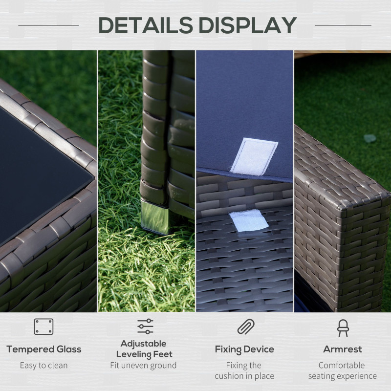 7 Pieces Patio Furniture Set, Rattan Outdoor Conversation Set Garden Wicker Sofa Set, Sectional Furniture, Navy