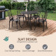 5 Pieces Outdoor Dining Set, Cast Aluminium Patio Table and Chairs with Parasol Hole, Patio Dining Set for 4, Brown