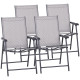 4-Piece Folding Chair Set for Relaxing on Patio Balcony Garden, Comfortable Outdoor Furniture with Armrests, Grey