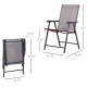 4-Piece Folding Chair Set for Relaxing on Patio Balcony Garden, Comfortable Outdoor Furniture with Armrests, Grey