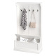3-In-1 Hall Tree w/ Coat Rack, Shoe Storage and Bench Seat, Entryway Bench w/ 4 Hooks for Hallway, Living Room, White