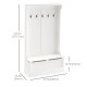 3-In-1 Hall Tree w/ Coat Rack, Shoe Storage and Bench Seat, Entryway Bench w/ 4 Hooks for Hallway, Living Room, White