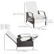 Outdoor Rattan Recliner Chair, Wicker Reclining Chair with Adjustable Back Retractable Footrest Cushion White