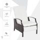 Outdoor Rattan Recliner Chair, Wicker Reclining Chair with Adjustable Back Retractable Footrest Cushion White