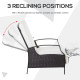 Outdoor Rattan Recliner Chair, Wicker Reclining Chair with Adjustable Back Retractable Footrest Cushion White