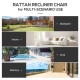Outdoor Rattan Recliner Chair, Wicker Reclining Chair with Adjustable Back Retractable Footrest Cushion White