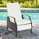 Outdoor Rattan Recliner Chair, Wicker Reclining Chair with Adjustable Back Retractable Footrest Cushion White