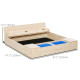 Wooden Kids Sandbox with Foldable Bench Seat, 2 Plastic Boxes, Bottom Liner, Storage Space for Garden, Backyard