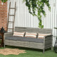 3-Seater Wicker Sofa, PE Rattan Outdoor Couch Conversation Furniture with Removable Cushions for Patio, Garden, Grey