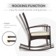 3 Pieces Patio Wicker Rocking Chair Set,  Outdoor PE Rattan Bistro Set Conversation Rocker Set with 2 Chairs 1 Coffee Table for Backyard, Deck, Poolside, Cream White