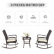 3 Pieces Patio Wicker Rocking Chair Set,  Outdoor PE Rattan Bistro Set Conversation Rocker Set with 2 Chairs 1 Coffee Table for Backyard, Deck, Poolside, Cream White