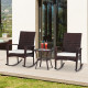 3 Pieces Patio Wicker Rocking Chair Set,  Outdoor PE Rattan Bistro Set Conversation Rocker Set with 2 Chairs 1 Coffee Table for Backyard, Deck, Poolside, Cream White