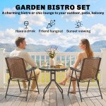 Folding Outdoor Bistro Set, Patio Table and Chairs with Reclining Backrest and Round Dining Table, Brown