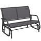 Patio Double Glider Outdoor Steel Sling Fabric Gliding Bench Garden Swing Chair Heavy-Duty Porch Rocker Garden Loveseat Grey
