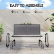 Patio Double Glider Outdoor Steel Sling Fabric Gliding Bench Garden Swing Chair Heavy-Duty Porch Rocker Garden Loveseat Grey