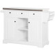 Kitchen Island on Wheels with Stainless Steel Top, Spice Rack, Drawers, Rolling Bar Cart with Storage, White