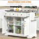 Kitchen Island on Wheels with Stainless Steel Top, Spice Rack, Drawers, Rolling Bar Cart with Storage, White