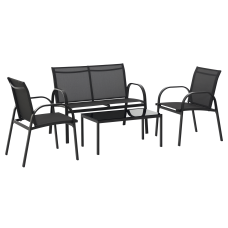 4-Piece Patio Furniture Set Garden Conversation Set with Loveseat, Single Chairs and Coffee Table for Backyard Poolside Balcony