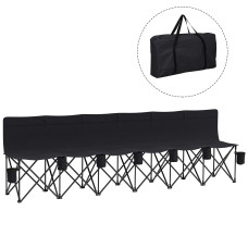 6 Seat Folding Camping Chair with Cup Holder and Carrying Case for Camping, Picnic, Sport Events, Black