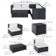 6 Pieces Patio Furniture Set with Cushion, Outdoor PE Rattan Wicker Sectional Conversation Furniture Sofa with Storage Table and Coffee Table, Beige
