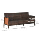 3-Seater Wicker Sofa, PE Rattan Outdoor Couch Conversation Furniture with Removable Cushions for Patio, Garden, Brown