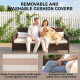 3-Seater Wicker Sofa, PE Rattan Outdoor Couch Conversation Furniture with Removable Cushions for Patio, Garden, Brown