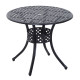 33-Inch Roud Patio Dining Table with Umbrella Hole, Cast Aluminum Garden Table, All Weather Patio Bisto Table, for Lawn, Garden, Outside, Black