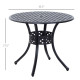 33-Inch Roud Patio Dining Table with Umbrella Hole, Cast Aluminum Garden Table, All Weather Patio Bisto Table, for Lawn, Garden, Outside, Black