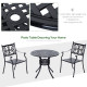 33-Inch Roud Patio Dining Table with Umbrella Hole, Cast Aluminum Garden Table, All Weather Patio Bisto Table, for Lawn, Garden, Outside, Black
