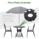 33-Inch Roud Patio Dining Table with Umbrella Hole, Cast Aluminum Garden Table, All Weather Patio Bisto Table, for Lawn, Garden, Outside, Black