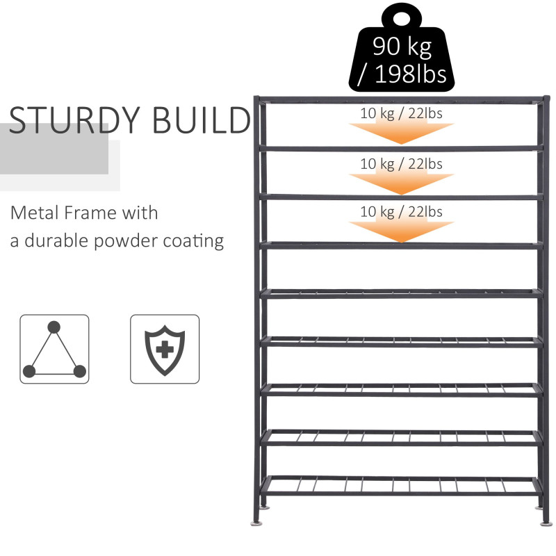 9-Tier Metal Wine Bottle Rack 54 Bottles Freestanding Wine Storage Holder Home Bar Wine Display Stand Cellar Bottle Organizer Black