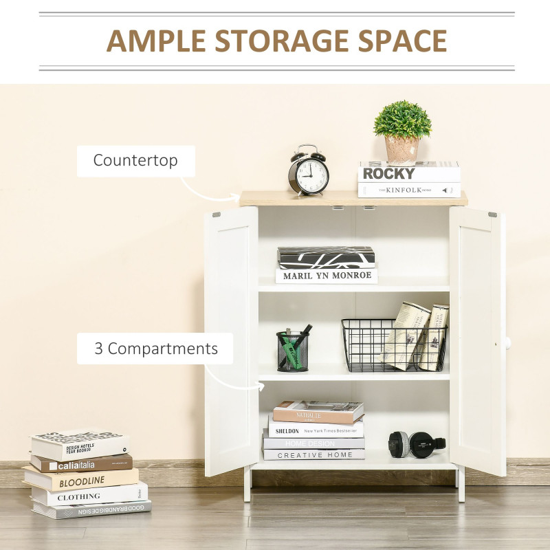 Storage Cabinet with Doors, Cupboard Organization with 2 Adjustable Shelves, Storage Solution for Living Room, Bathroom
