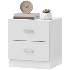 Bedside Table with 2 Drawers, Modern Nightstand for Bedroom, White