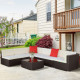 7 Pieces Patio Furniture Set, Rattan Outdoor Conversation Set, Garden Wicker Sofa Set, Ivory