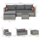 3-Piece Patio Furniture Set Modern Sectional Sofa Rattan Chair Wicker Conversation Set Outdoor Hand Woven Rattan Wicker Furniture Patio Coffee Table Sofa Set, Grey