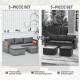 3-Piece Patio Furniture Set Modern Sectional Sofa Rattan Chair Wicker Conversation Set Outdoor Hand Woven Rattan Wicker Furniture Patio Coffee Table Sofa Set, Grey