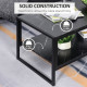 2-Tier Coffee Table with Storage Shelf, Cocktail Table with Marble Textured Table Top, for Living Room Bedroom Dorm, Black