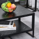 2-Tier Coffee Table with Storage Shelf, Cocktail Table with Marble Textured Table Top, for Living Room Bedroom Dorm, Black